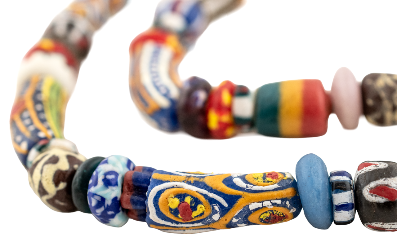 The Bead Chest Premium Ghana Glass Beads: Artisan Krobo & Recycled Glass Medley, Full Strand